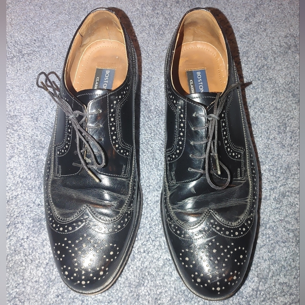 Bostonian Black Leather Wingtip Men's Shoes, Size 10.5